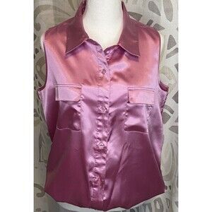 Kathleen Kirkwood Blouse Women Medium Pink Sleeveless Collared Undercover Agent